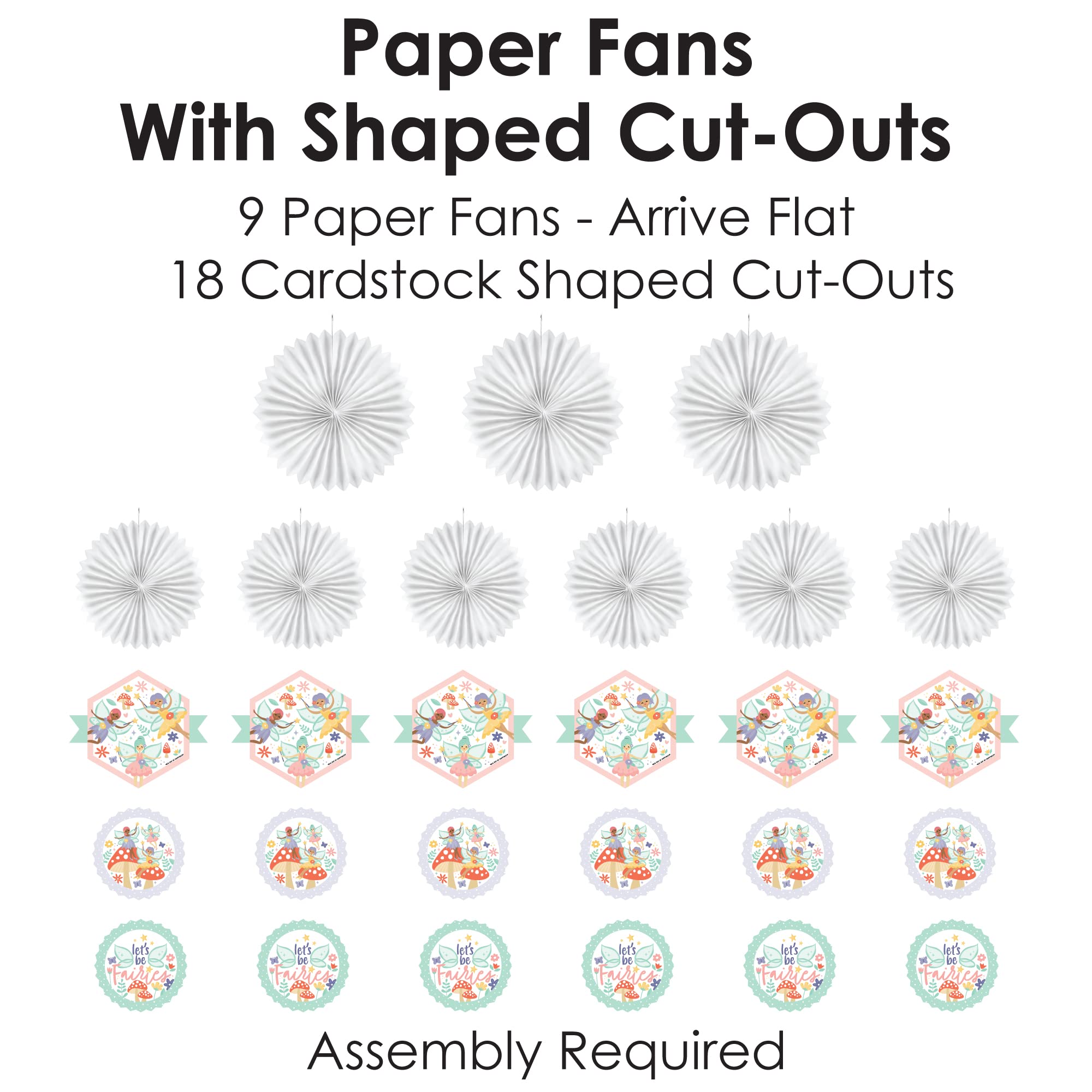Big Dot of Happiness Let’s Be Fairies - Hanging Fairy Garden Birthday Party Tissue Decoration Kit - Set of 9 Paper Fans for Magical Fairy-Themed Parties, Baby Showers & Room Decor