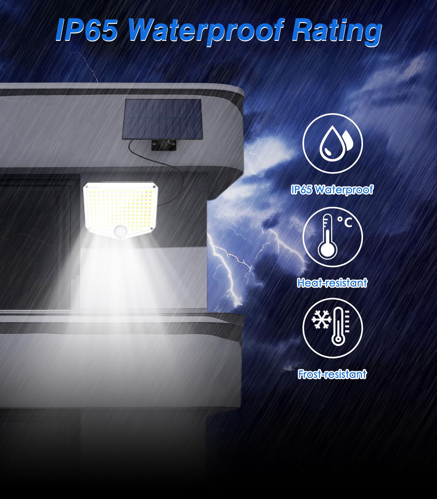 MoKo 222 LED Solar Motion Sensor Outdoor Lights - Super Bright Waterproof Flood Lights with Remote Control & 16.4 Ft Cable (3000mAh Battery) for Wall, Patio, Yard, Garage, Garden - 2 Pack - Perfect for Security Lighting and Landscape Illumination