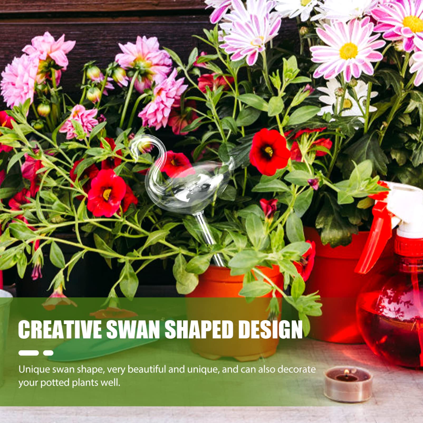 Yardwe Swan Glass Watering Bottle for Indoor Plants - Self Watering Spikes, Bulbs, and Drip Irrigation System - Perfect for Houseplants, Succulents, and Herb Gardens While on Vacation
