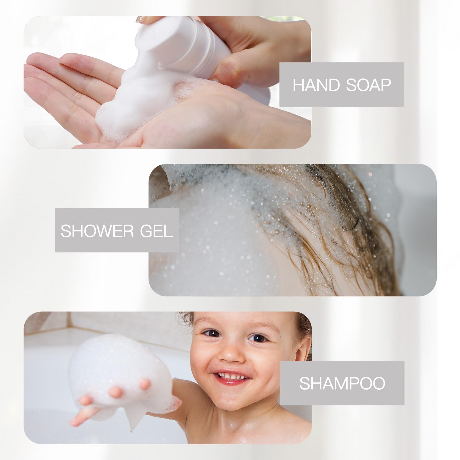 3.4oz (100ml) Clear Travel Size Foam Pump Bottles - Empty Foaming Soap Dispensers for Lash Cleanser, Shampoo, Hand Sanitizer | Perfect for Travel, Salon, Home & DIY Beauty Products