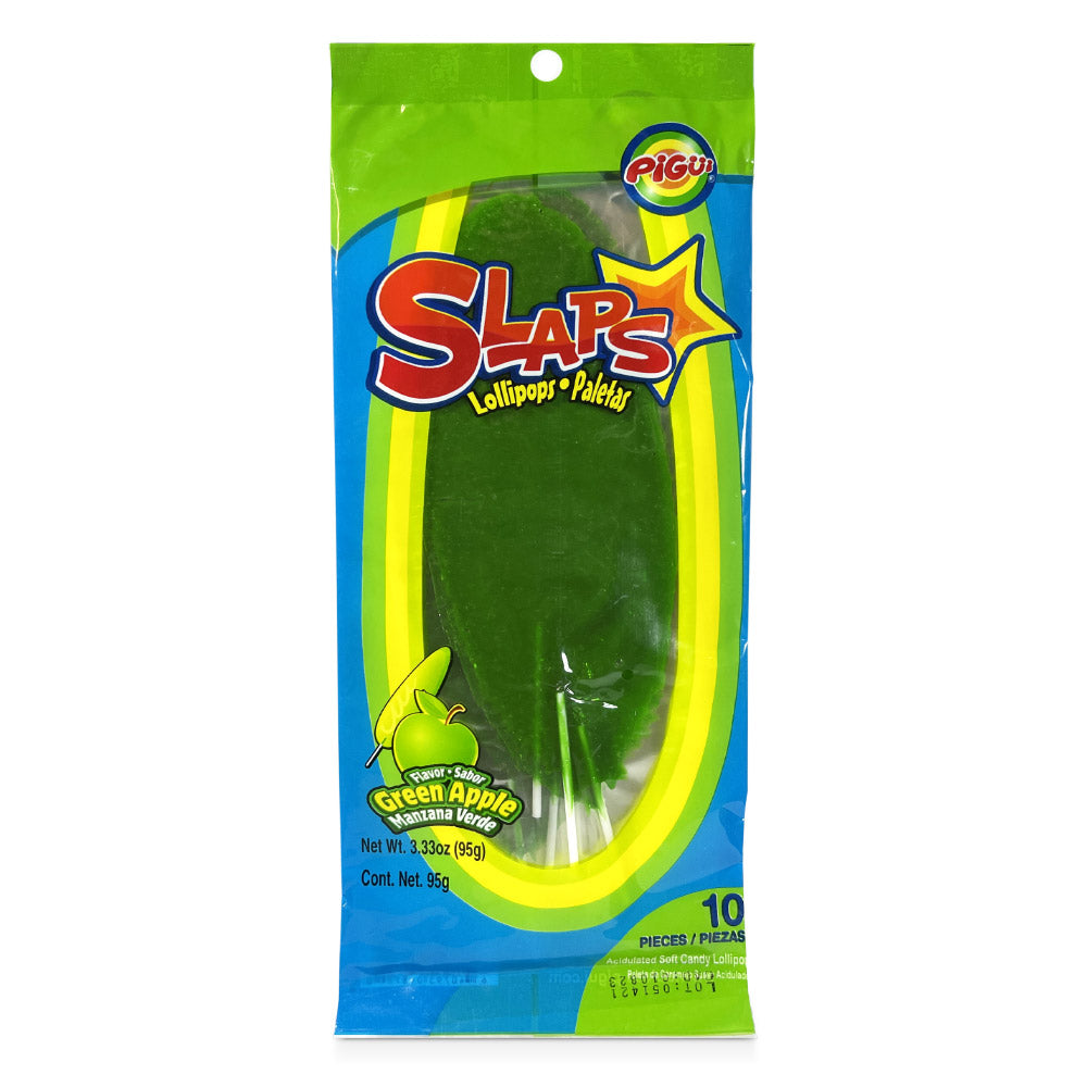 Dulces Pigui Cachetada Green Apple Candy - Sour & Sweet Flavor | 10ct Resealable Bag - Perfect for Halloween Treats, Party Favors & Office Snacks