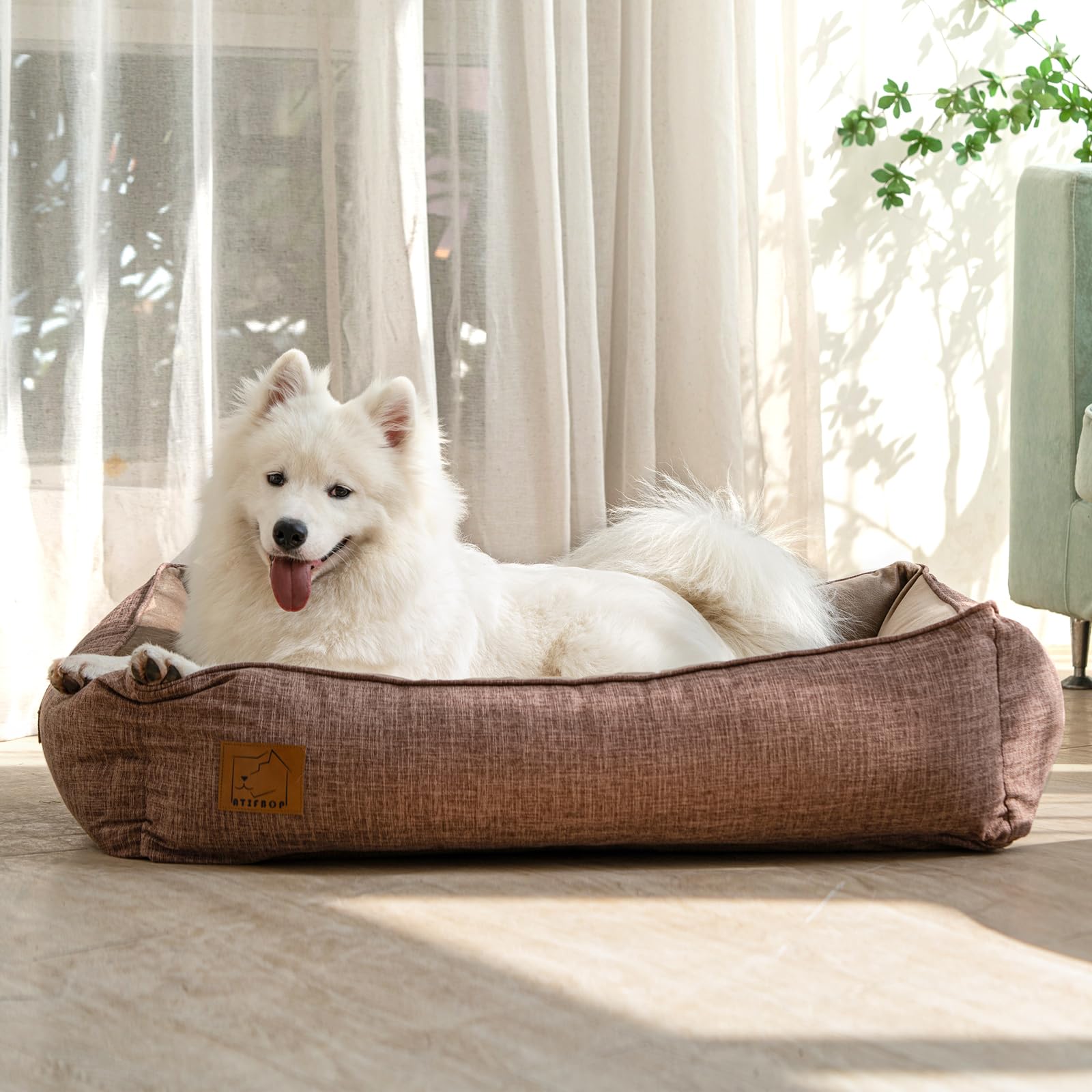 **Orthopedic Memory Foam Dog Bed for Large Dogs - Waterproof & Washable Cover with Cooling Gel - Pain Relief Pet Sofa (40x31x11 Inch, Brown) - Perfect for Arthritis Support & Comfortable Sleeping**