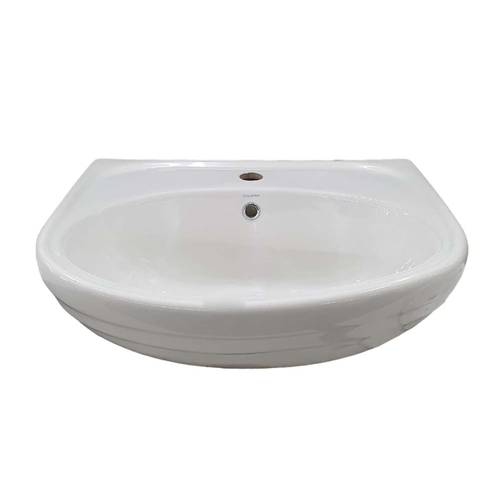 Claytan Fiona Semi Recessed Bathroom Basin 545 x 445mm - Modern Ceramic Sink for Bathroom Vanity, Powder Room & Guest Bath (1 Tap Hole) - Perfect for Small Spaces & Contemporary Home Decor