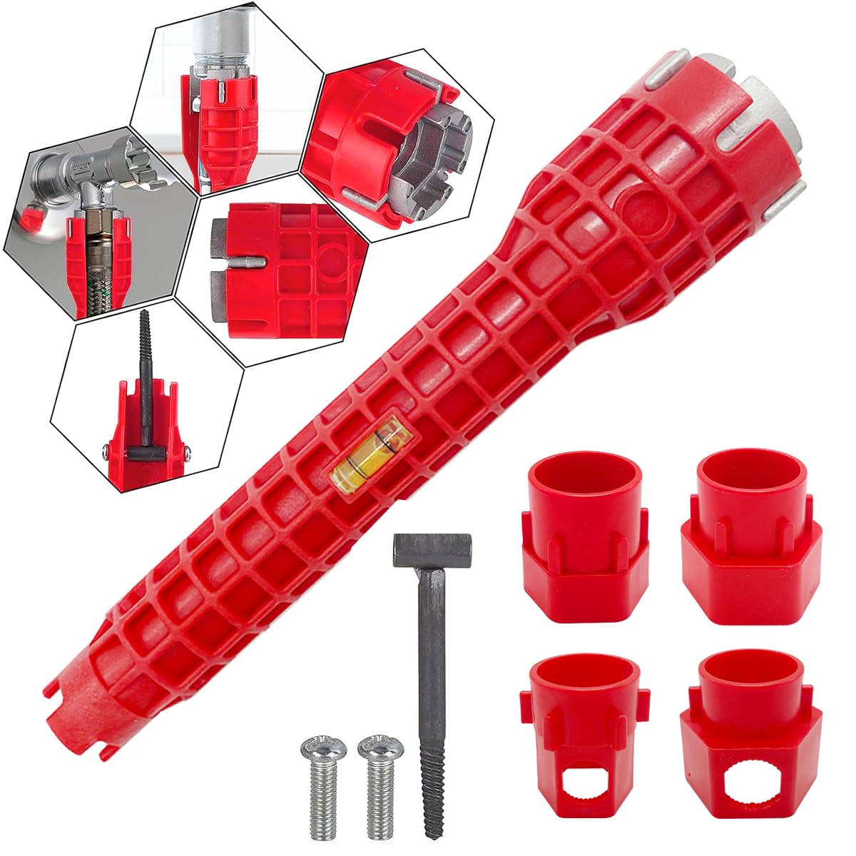 14-in-1 Multi-Functional Pipe Wrench Set - Faucet & Sink Installer Tool with Anti-Slip Grip - Perfect for Bathroom, Kitchen & Sink Plumbing Repairs & Installations - DIY Home Improvement & Professional Use