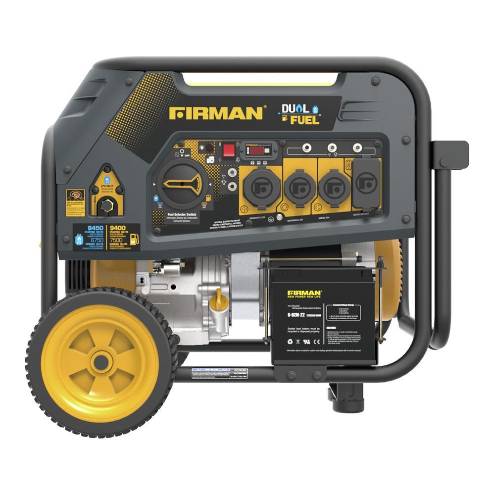 Firman H07552 7500W/9400W Dual Fuel Portable Generator with Electric Start & 50A Outlet - Reliable Power for Home Backup, Camping & Outdoor Adventures