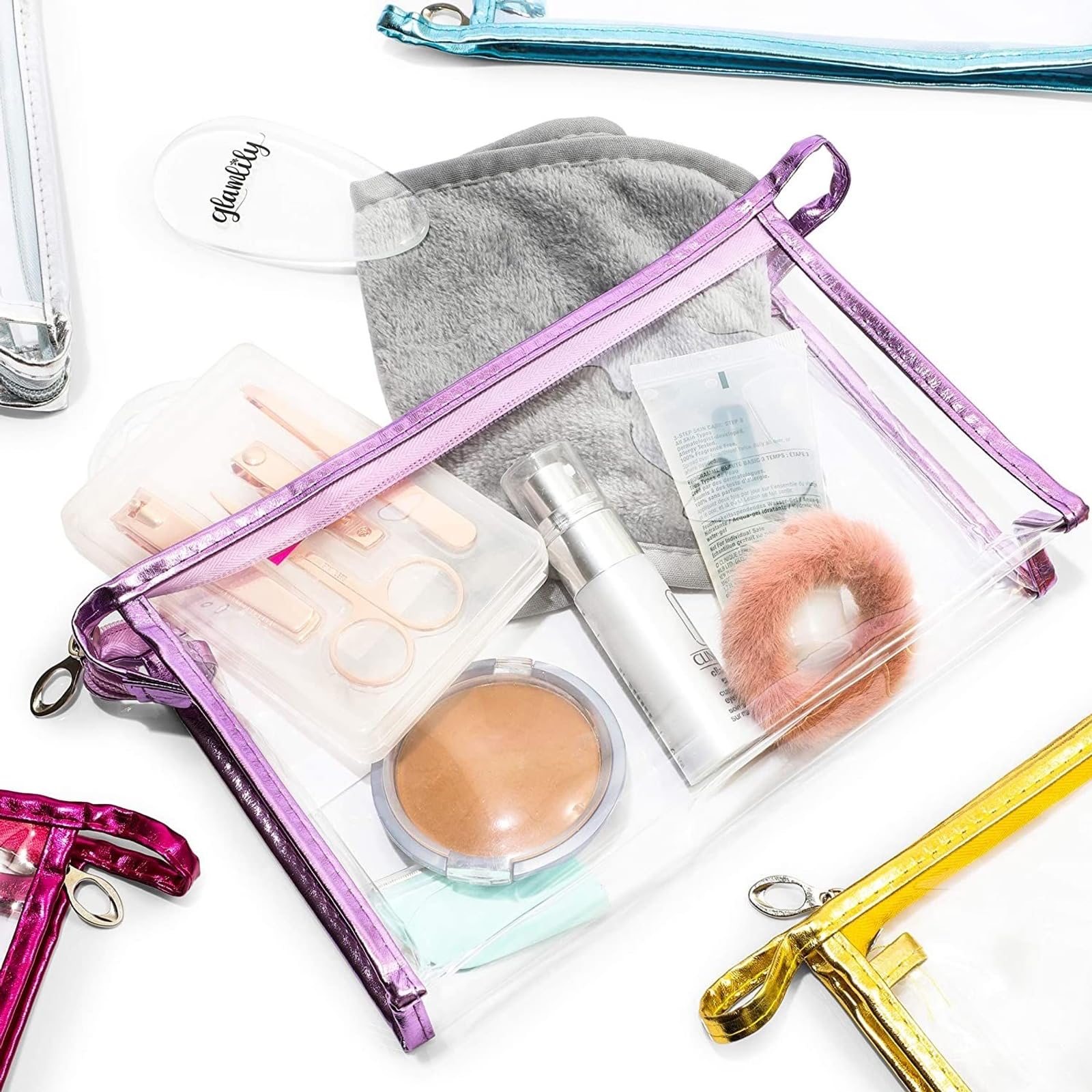 Clear Makeup Bags with Zipper - Travel Size Toiletry Organizer (9.5 x 6 Inches, 5 Pack) - Perfect for Cosmetic Storage, Travel Essentials & On-the-Go Organization