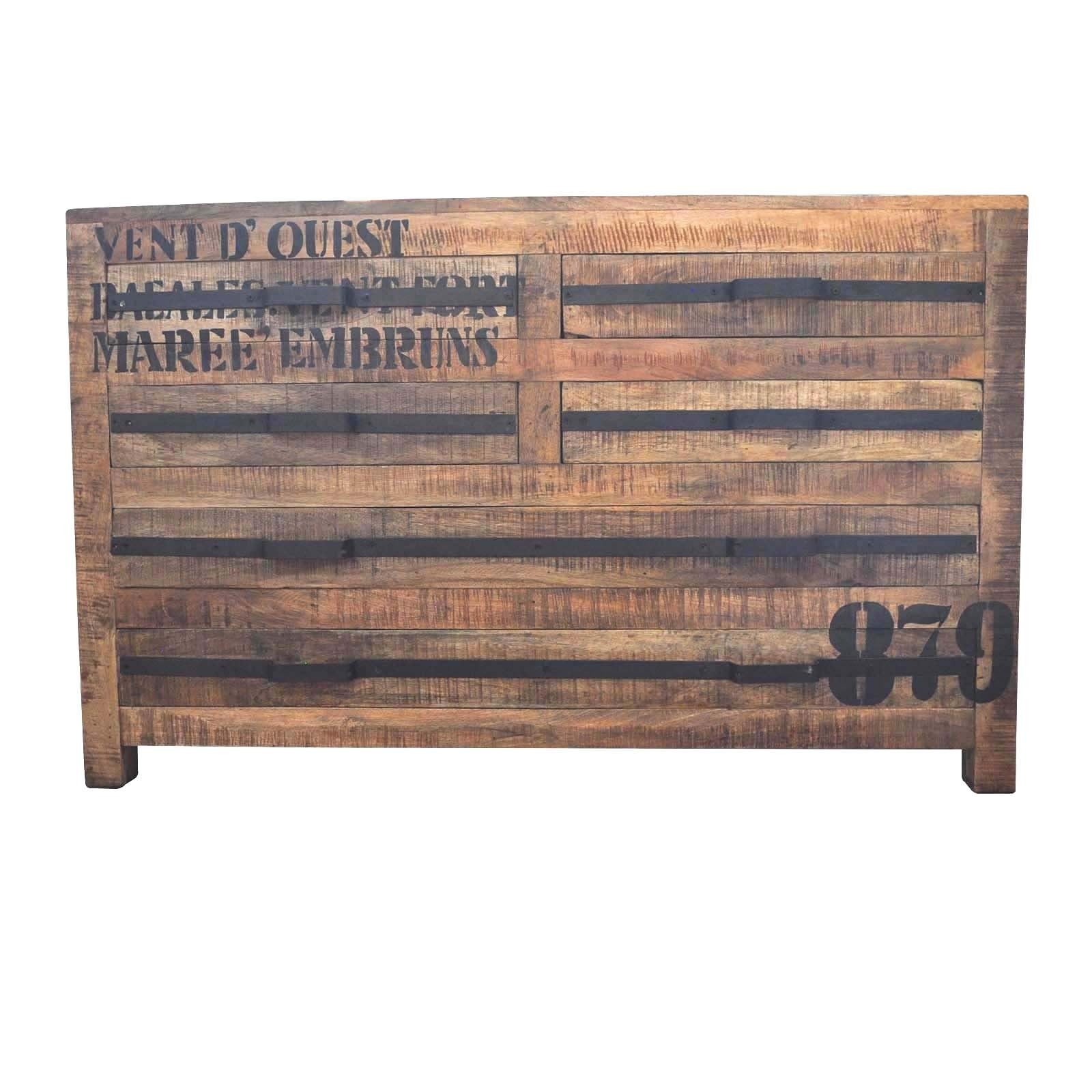 Industrial 6-Drawer Wooden Dresser, 130x40x90cm - Vintage Style Storage Chest for Bedroom, Living Room or Office Organization