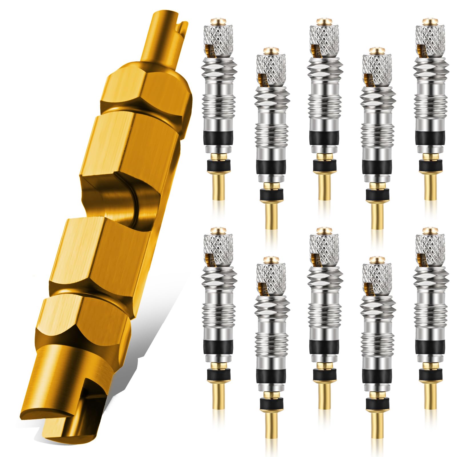 Frienda Valve Core Remover Tool Kit - Bicycle Tire Valve Tightener with 10 Brass Cores for Bike Repair & Maintenance | Perfect for Road Bikes, Mountain Bikes & BMX Tires