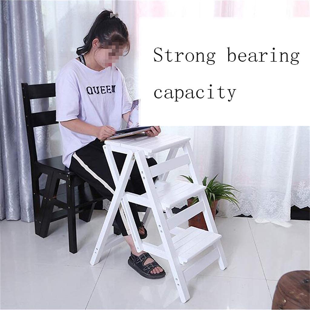 Foldable Wooden Step Stool Ladder for Kitchen, Home & Garden - Lightweight Display Rack & Stair Chair for Kids & Adults - Perfect for Reaching High Shelves, Organizing Pantries & Household Tasks
