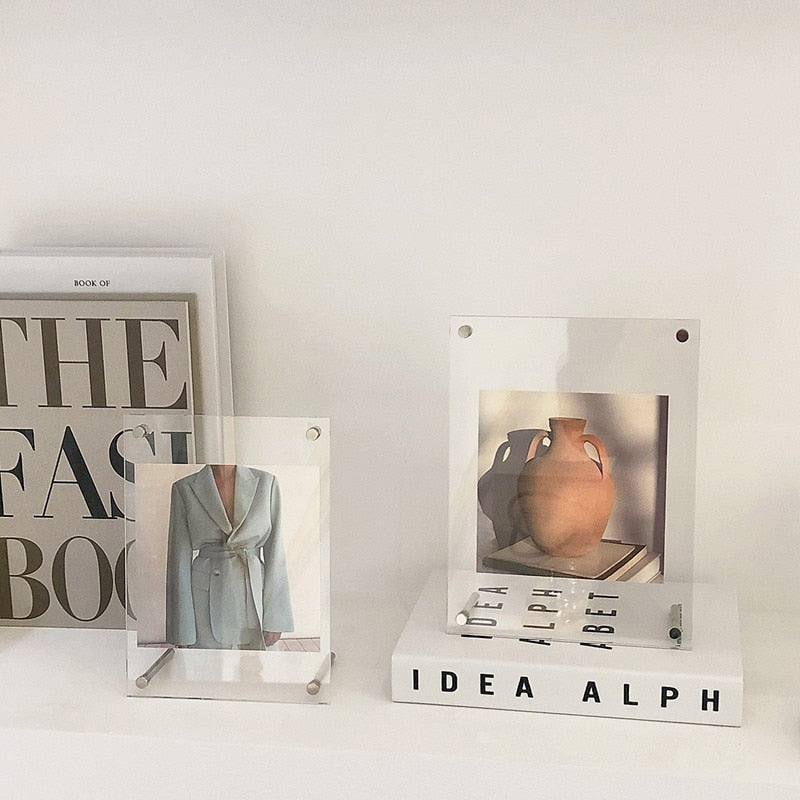 Ghost Acrylic Photo Frame - Clear Modern Picture Display for Home Decor, Office, or Gift - Perfect for Weddings, Halloween, and Special Memories