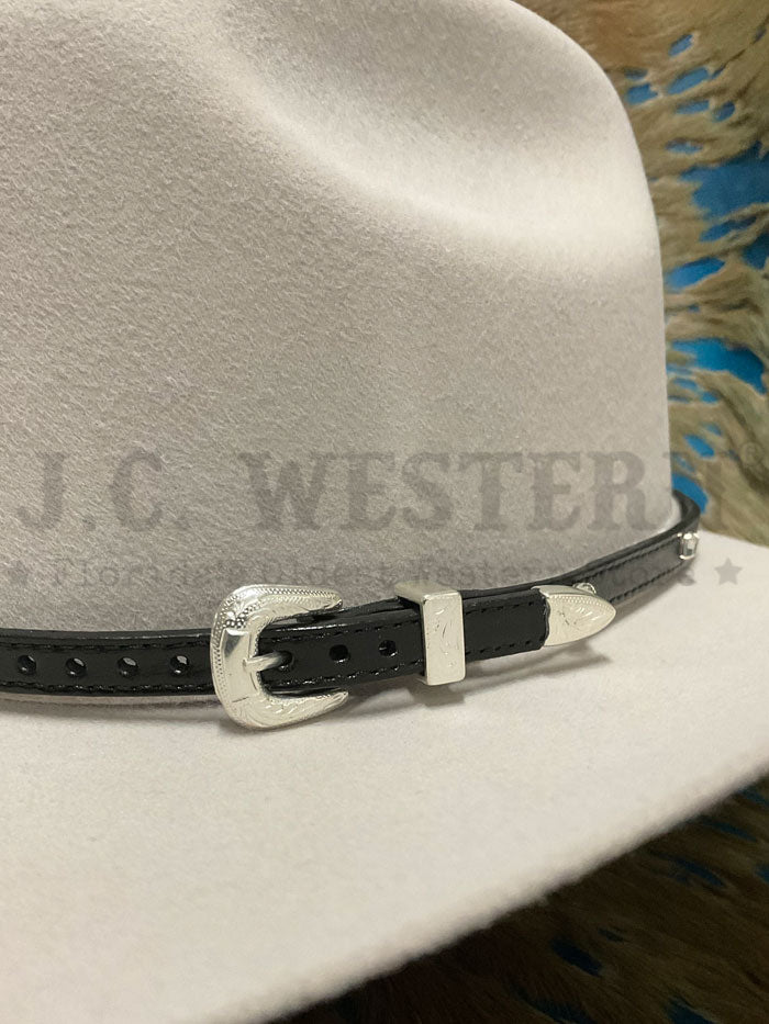 Fashionwest LC48 Black Leather Rhinestone Hat Band for Cowboy Hats - Western Style Accessory for Rodeo, Country Music & Outdoor Events