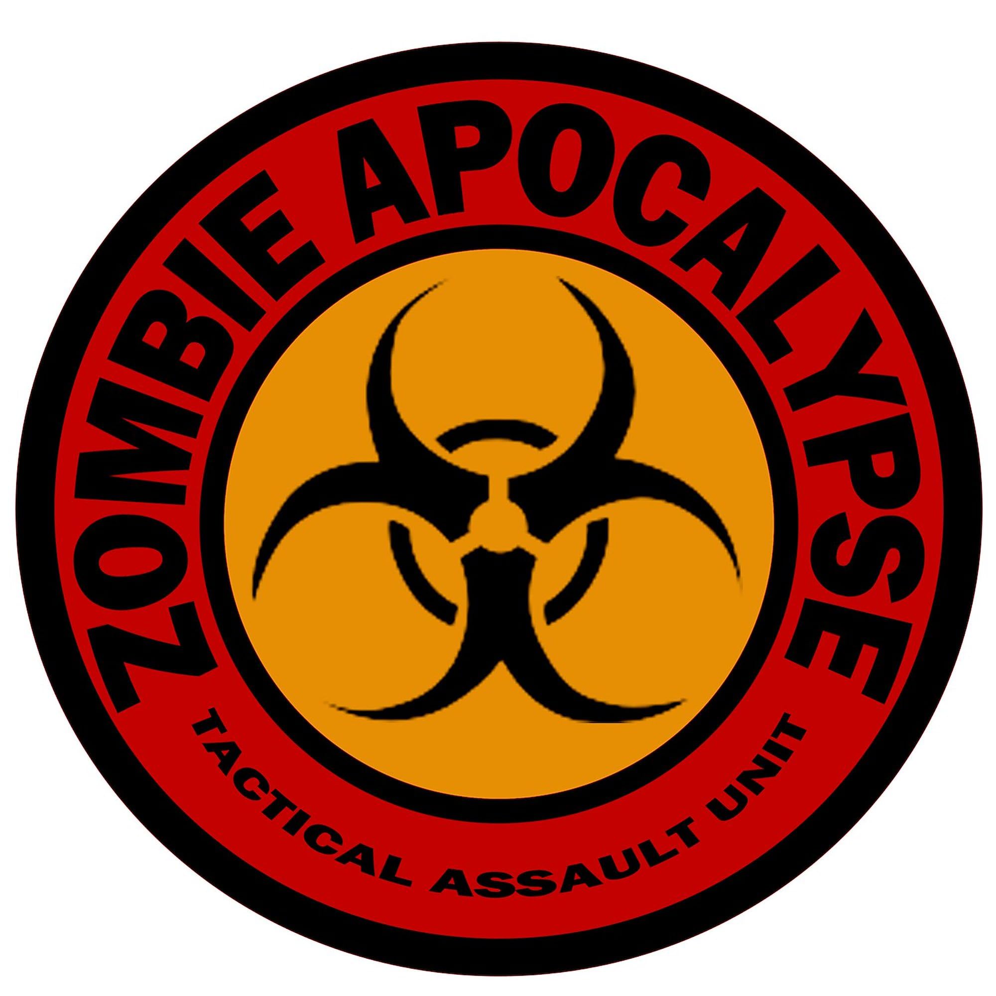 Zombie Apocalypse Tactical Square Sticker 3x3 Inch - Durable Bumper Decal for Cars, Laptops & Windows - Funny Survival Gear for Halloween & Gaming Fans