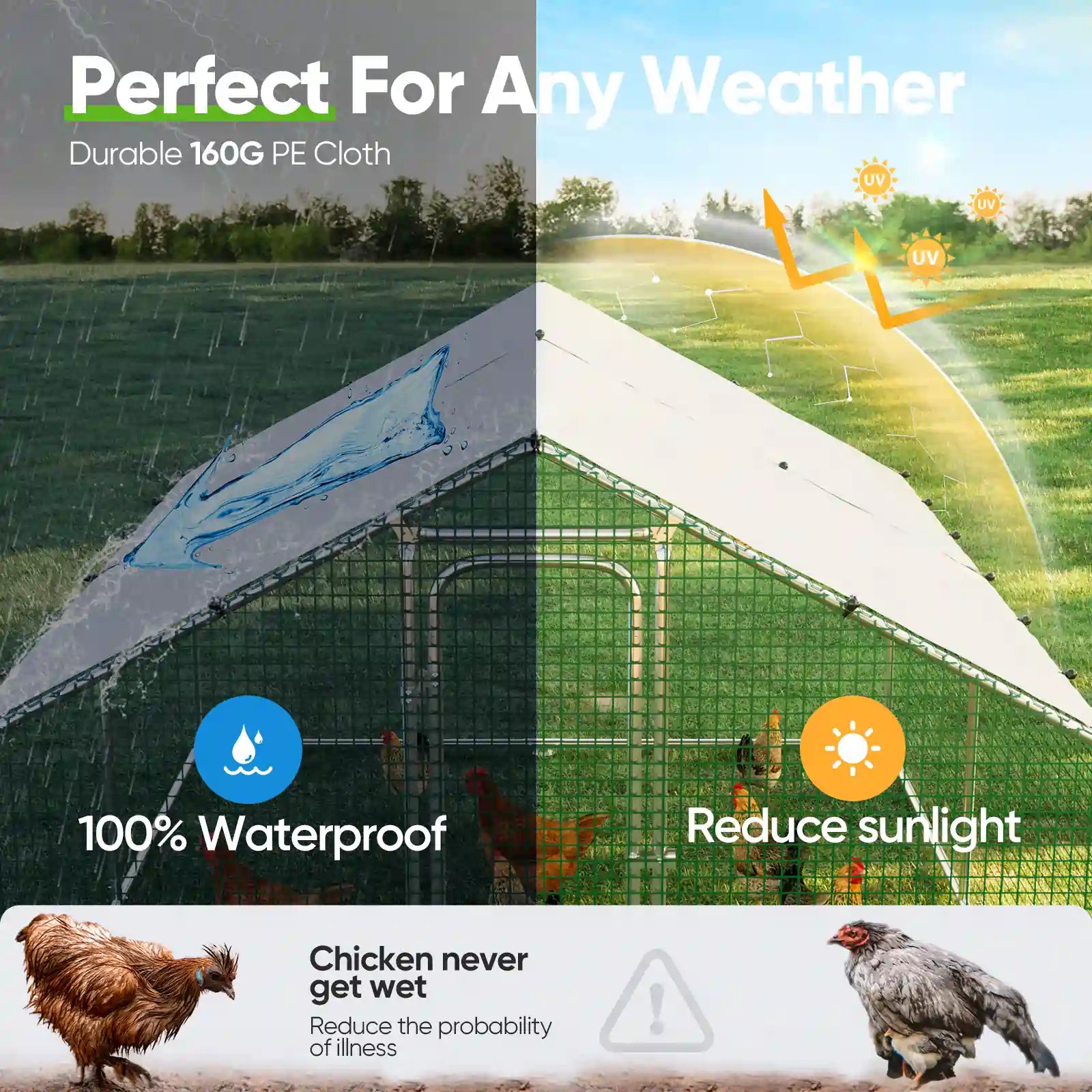 Large Metal Chicken Coop Run - Durable Outdoor Poultry Pen for Hens & Roosters - Perfect for Backyard Farming & Free Range Chicken Keeping
