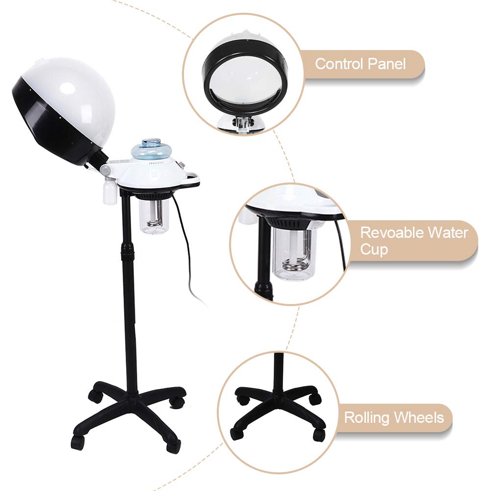 Professional Adjustable Hooded Hair Steamer for Coloring, Perming & Treatment - Home Salon & SPA Hair Care Equipment with Rolling Stand Base | Perfect for Hair Salons, Home Use & Beauty Treatments
