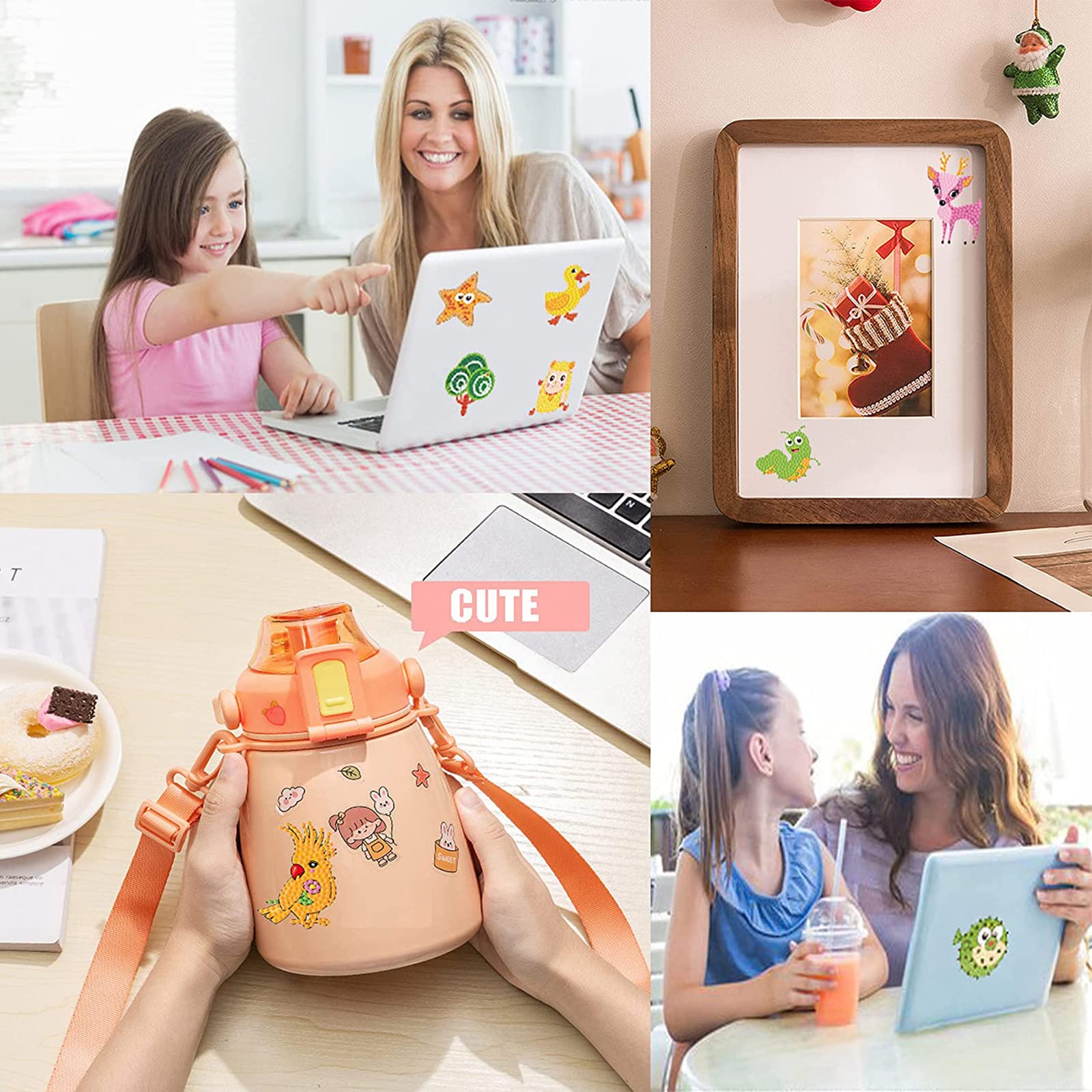 5D Diamond Painting Stickers Kit for Kids & Adults - 40pcs DIY Mosaic Art Crafts with Cute Cartoon Designs - Perfect for Home Decor, Gifts, and Relaxing Creative Activities