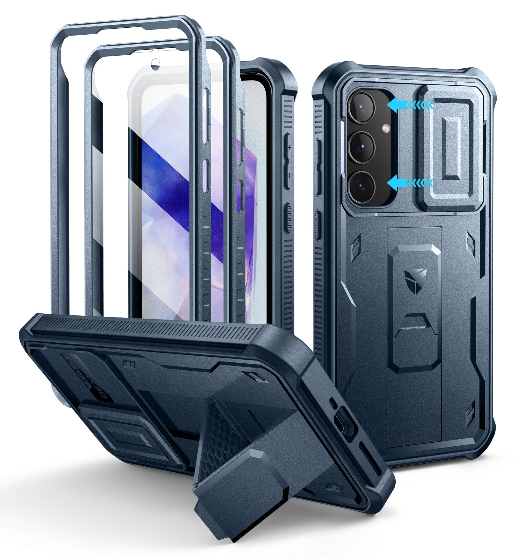 Dexnor Heavy Duty Shockproof Rugged Case for Samsung Galaxy A35 5G with Screen Protector, Full Body Bumper & Kickstand - Perfect for Outdoor Activities, Work & Travel Protection