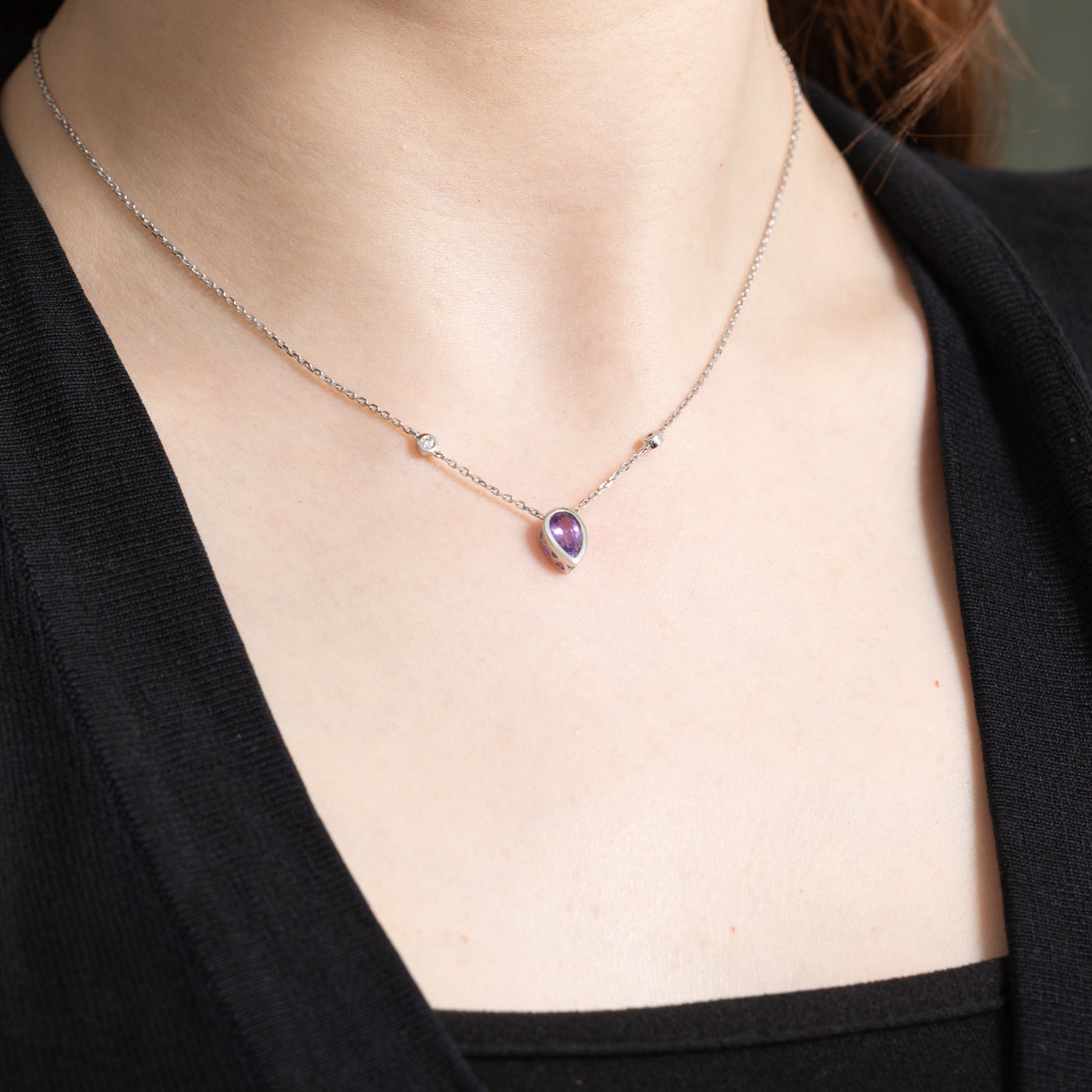 GIA Certified 0.99ct Natural Unheated Purplish Pink Sapphire and Diamond Necklace (0.06ctw) | Elegant Jewelry for Weddings, Anniversaries & Special Occasions