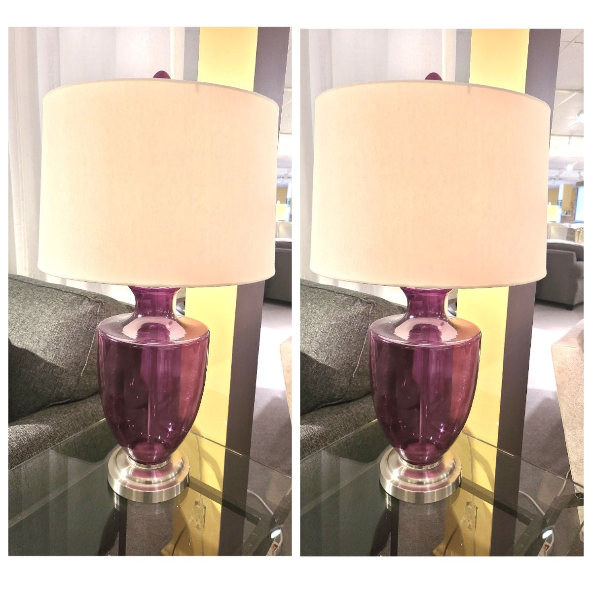 Elegant Pair of Glass Table Lamps - Modern Home Decor for Living Room, Bedroom & Office - Perfect for Ambient Lighting and Interior Design
