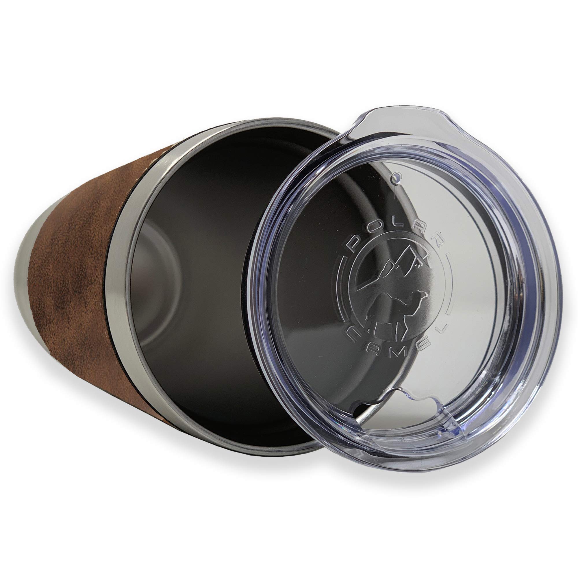 LaserGram 20oz Vacuum Insulated Stainless Steel Tumbler with Horseshoe & Horse Design - Personalized Engraved Gift for Cowboy, Equestrian & Western Lovers - Faux Leather Wrap & Rustic Finish - Perfect for Coffee, Tea & Cold Drinks at Work, Ranch or Outdoor Adventures