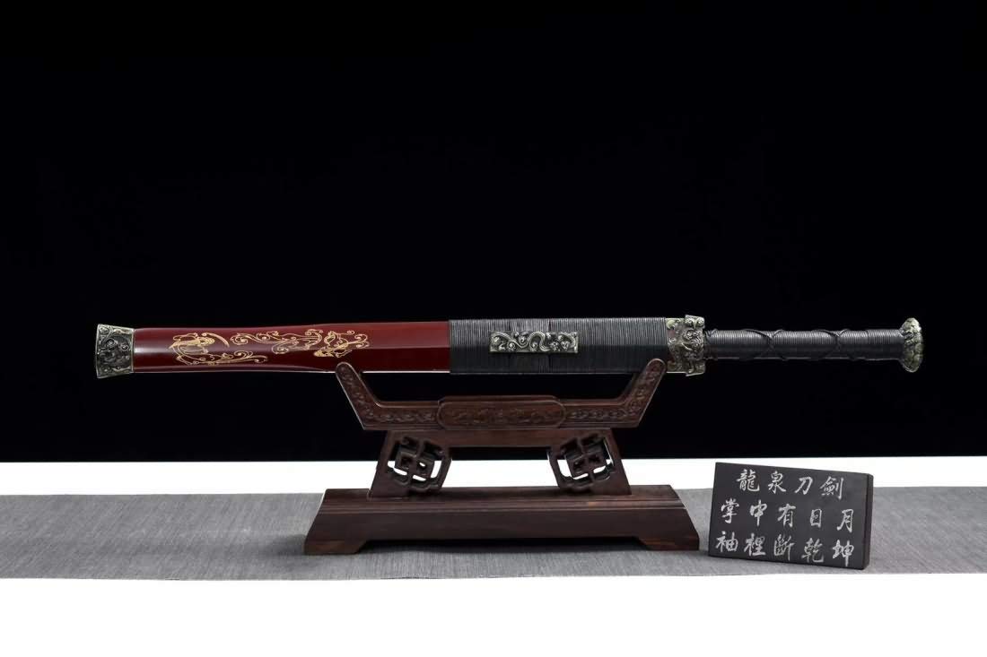 Hand Forged Chibi Han Jian Sword - High Carbon Steel Blade with Alloy Guard - Heat Tempered Chinese Short Sword for Martial Arts Training, Cosplay & Collectors