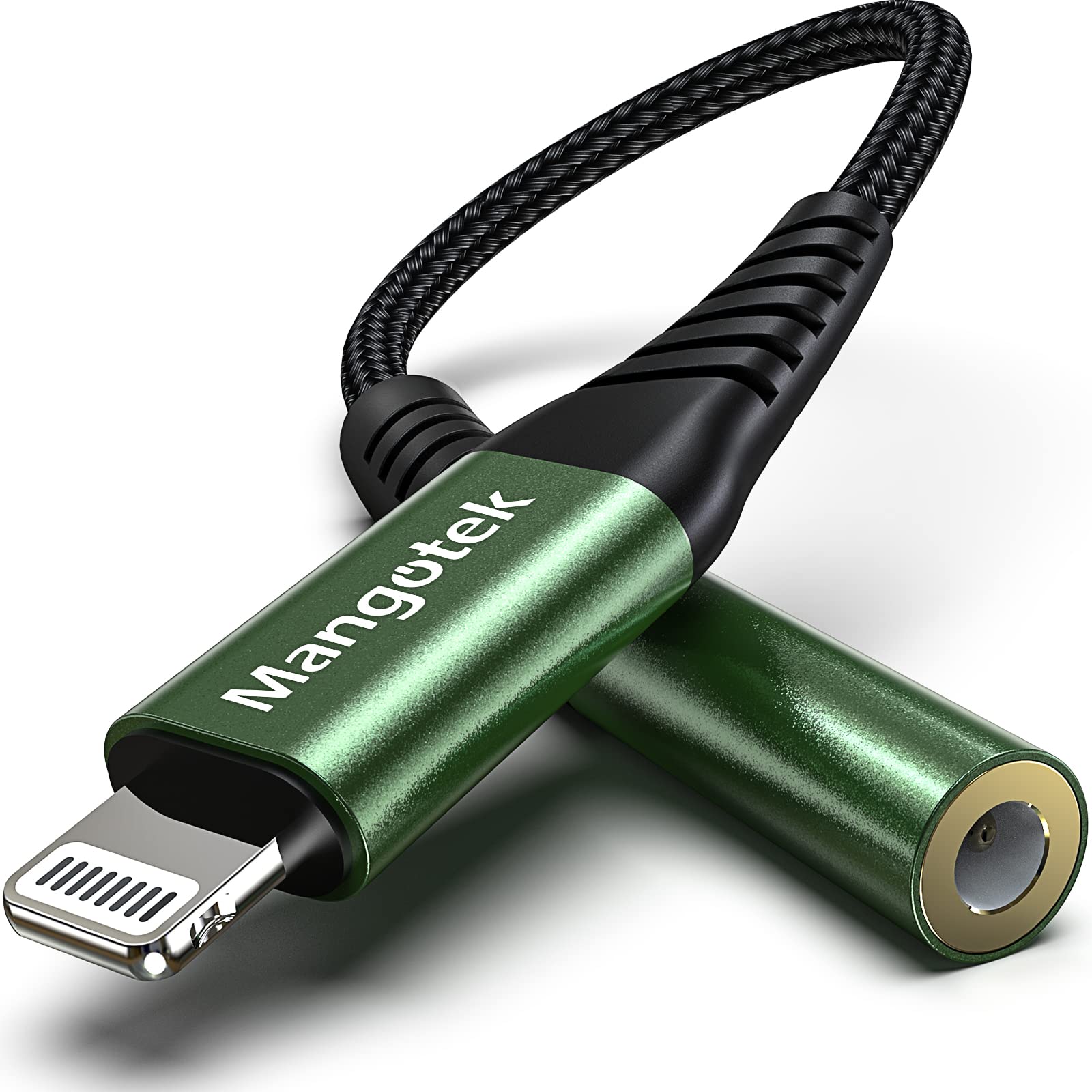 MFi Certified Lightning to 3.5mm Headphone Jack Adapter for iPhone 14/13/12/11/Pro/SE/X/XR/XS/8/7 & iPad - Green (1 Pack) - Perfect for Music, Gaming & Hands-Free Calls