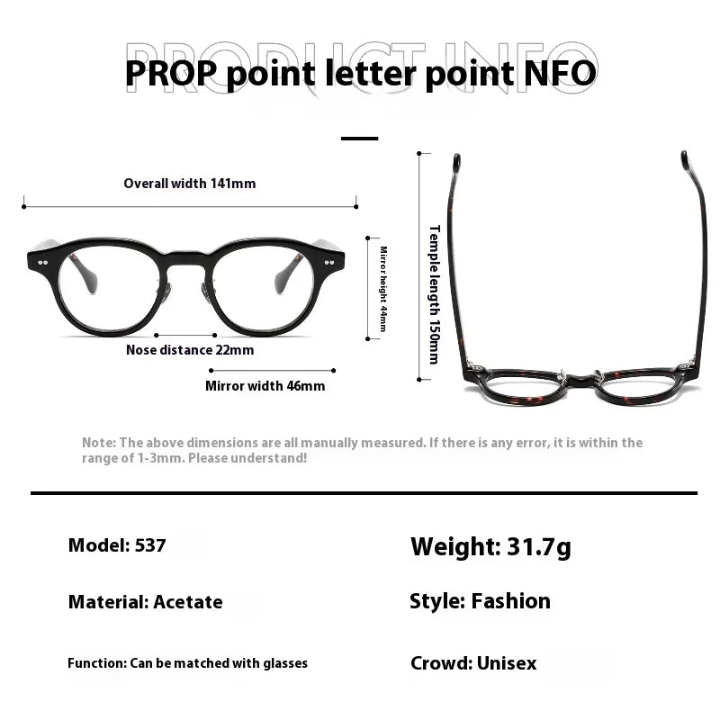 Aror Unisex Full Rim Oval Round Acetate Eyeglasses 842537 - Lightweight & Durable Frame for Men & Women - Perfect for Reading, Working & Daily Wear