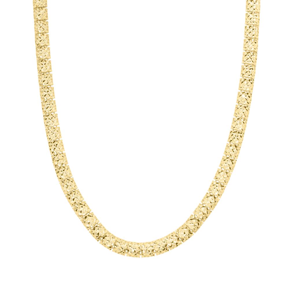 10K Gold Fancy Textured Square Cut Link Bracelet for Women - Elegant Fashion Jewelry Gift for Birthday, Anniversary & Special Occasions