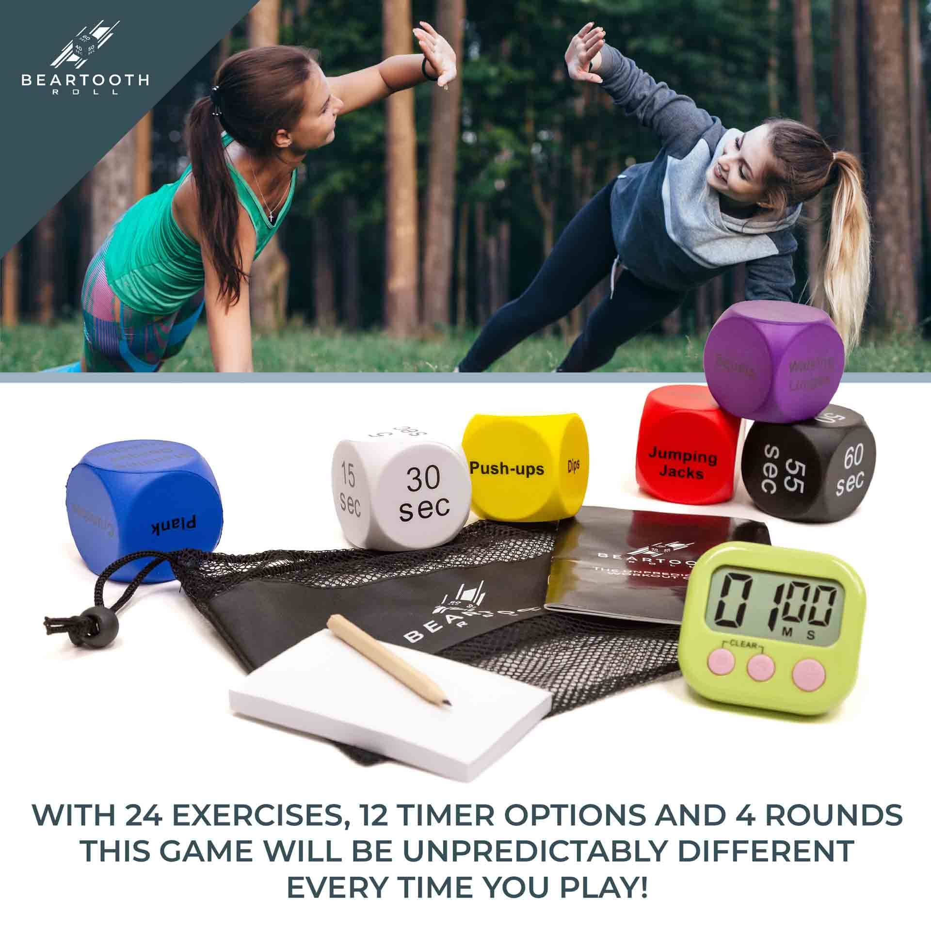 Beartooth Roll 6 Exercise Dice Set - Fun Workout Games for CrossFit, Gym & Home Fitness Training - Perfect for Physical Education Classes, Group Workouts & Family Fitness Activities