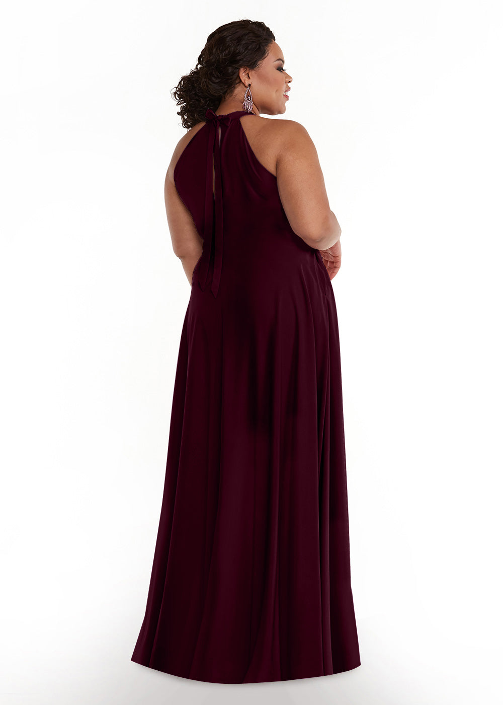 Elegant 83002 Stretch Chiffon A-Line Bridesmaid Dress with Adjustable Halter Neck - Perfect for Weddings, Formal Events & Special Occasions