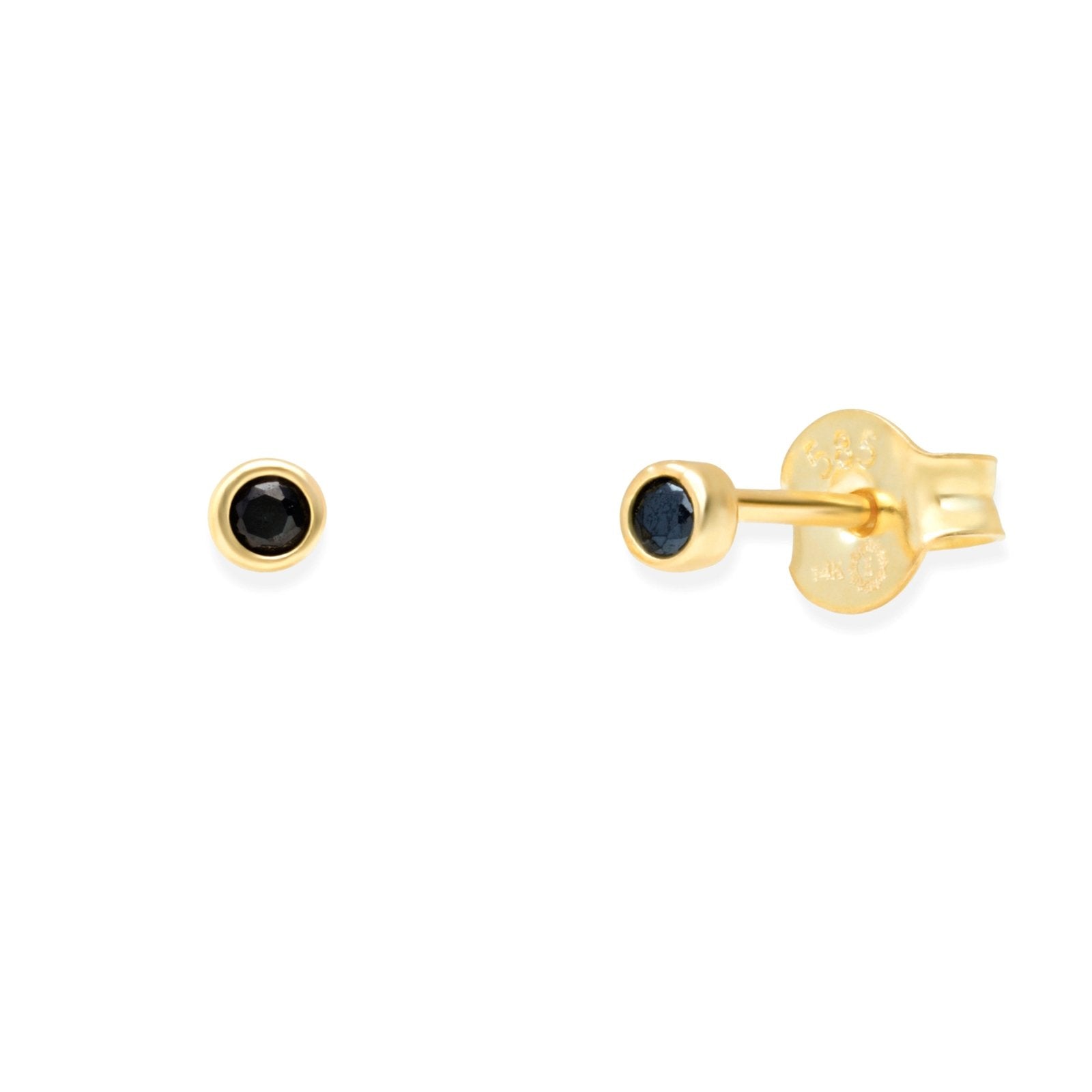 Petite Black Onyx Earrings - 14k Solid Yellow Gold Bezel Set | Elegant Dainty Jewelry for Women, Perfect for Everyday Wear, Parties & Gifts