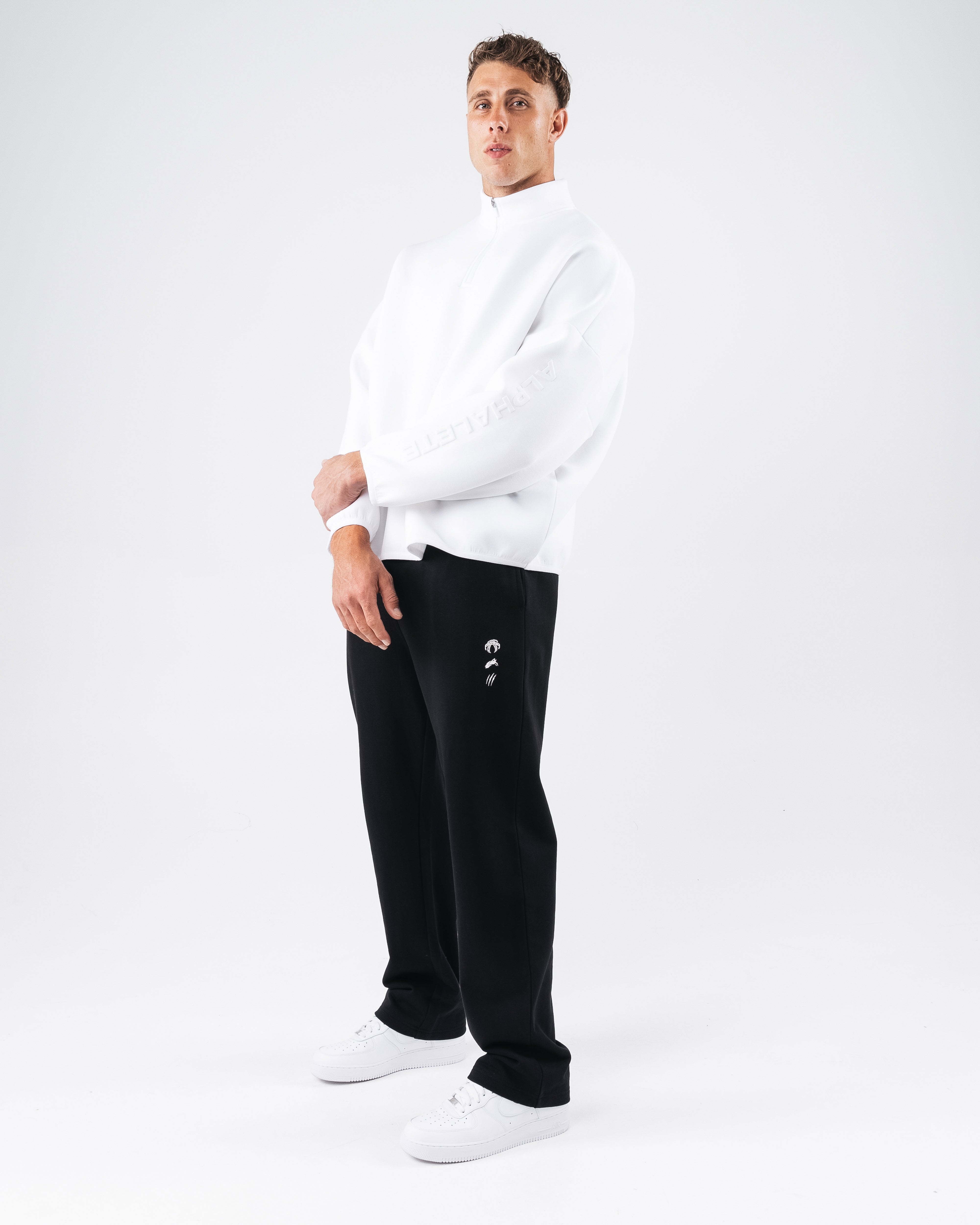 ELMTS Men's Quarter Zip Pullover Sweatshirt - White | Lightweight & Comfortable | Perfect for Casual Wear, Workout & Outdoor Activities