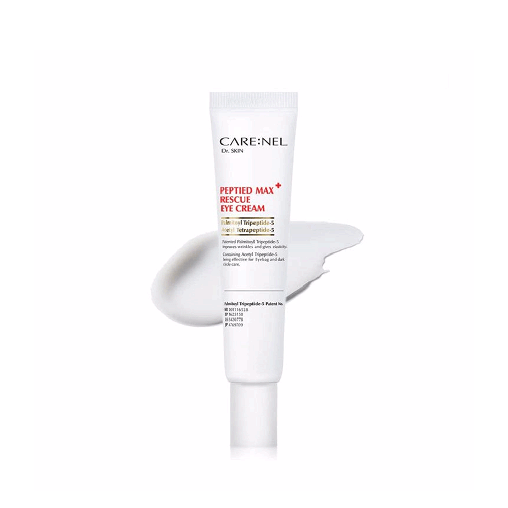 CARE:NEL Peptide Max Rescue Eye Cream 25ml - Anti-Aging & Hydrating Eye Treatment for Dark Circles & Wrinkles - Perfect for Night & Day Skincare Routine