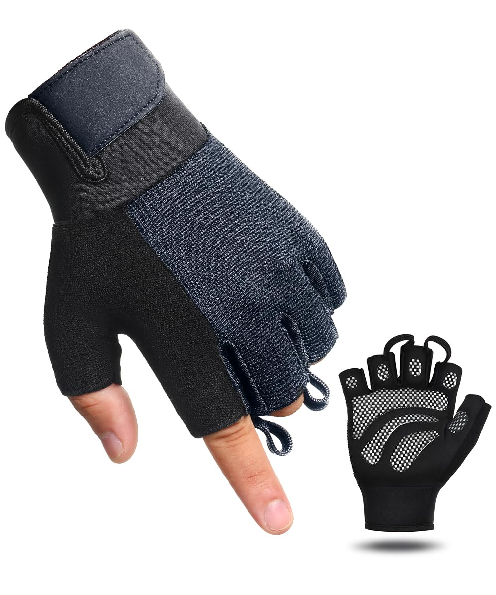 Fingerless Workout Gloves for Men & Women - Lightweight Breathable Gym Gloves for Weightlifting, Cycling, Climbing, Rowing - Perfect for Gym Training, Outdoor Sports & Fitness Activities