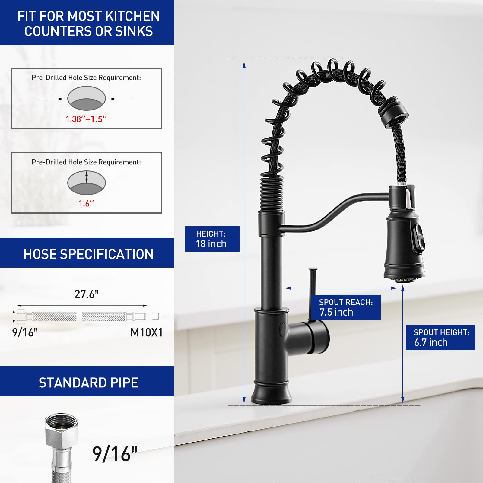 Matte Black Touchless Kitchen Faucet - WOJIUBUXIN Motion Sensor Smart Sink Faucet with Pull Down Sprayer, Single Handle Hands-Free Commercial Faucet for Modern Kitchens, Restaurants & Food Prep Areas