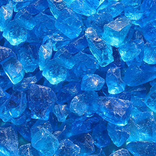 Fire Glass for Fire Pit - 50LB Light Blue Fire Pit Glass Rocks for Gas & Propane Fireplaces - Decorative Fireplace Glass Stones for Outdoor & Indoor Use - Perfect for Patio, Backyard, and Living Room Decor