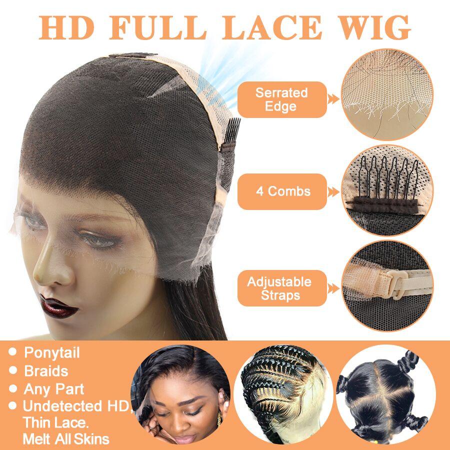 WOWANGEL 613# Blonde Full Lace Wig with Transparent Lace - Natural Body Wave Human Hair Wig for Women | Perfect for Cosplay, Daily Wear & Special Occasions