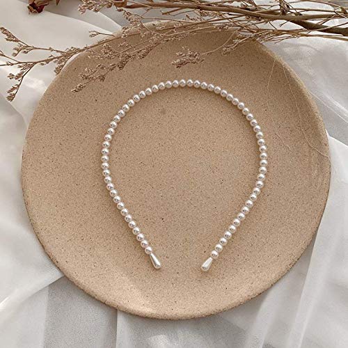 KDDOM 3-Piece White Faux Pearl Rhinestone Headbands for Women & Girls - Elegant Wedding Hair Accessories, Bridal Hair Hoops for Special Occasions & Daily Wear