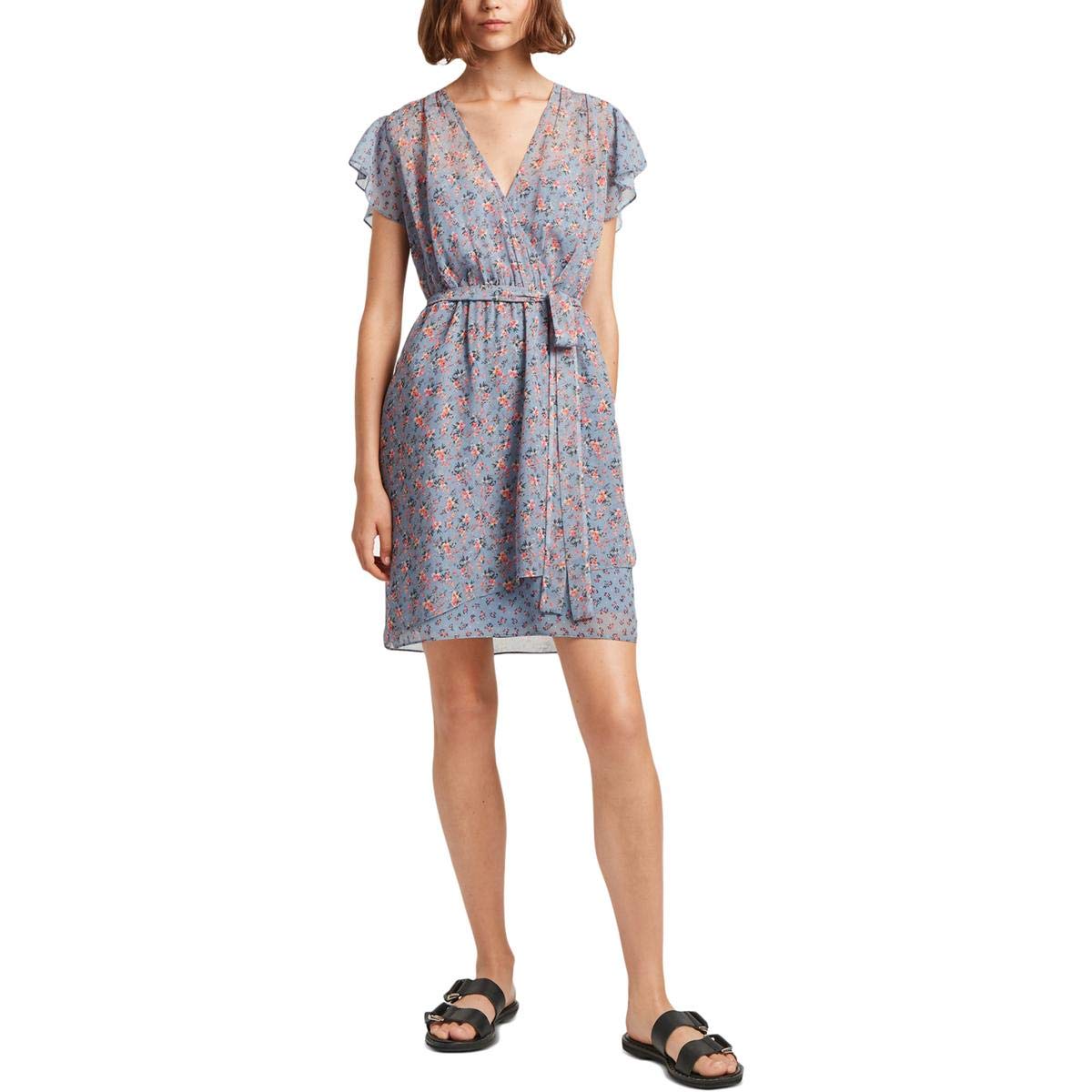 French Connection Women's Floral Printed Tie-Waist Mini Dress - Casual Summer Sundress for Beach, Party & Date Night