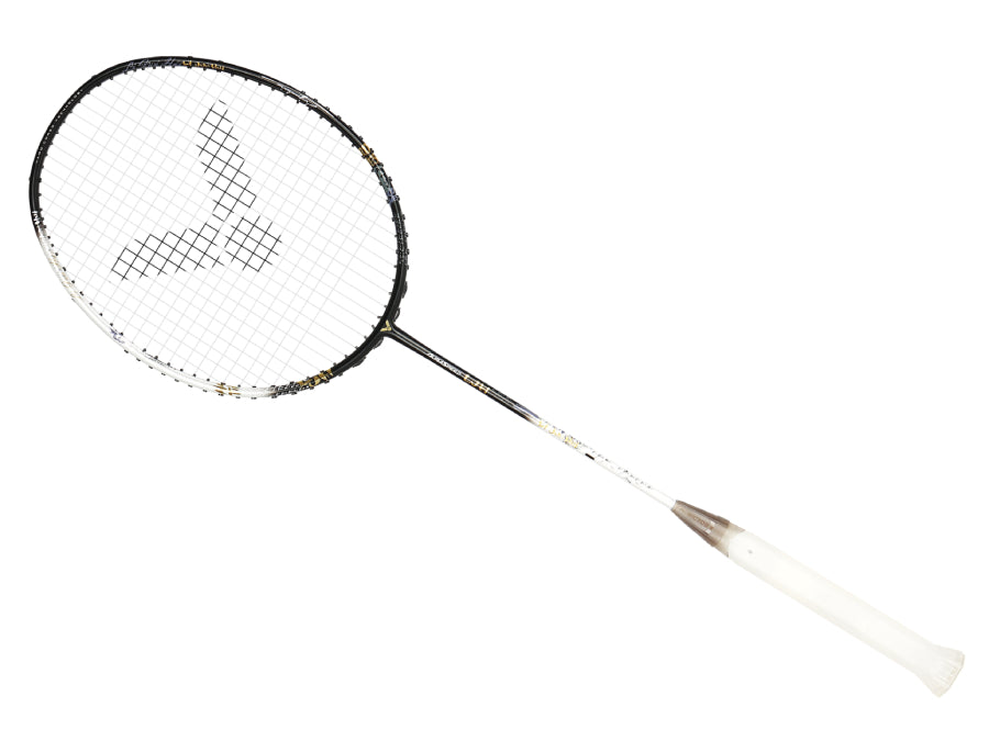 Victor Auraspeed ARS LJH S Unstrung Badminton Racket - Lightweight Carbon Fiber Shuttlecock Racquet [Bright Silver] for Professional & Recreational Players - Perfect for Tournaments & Backyard Games