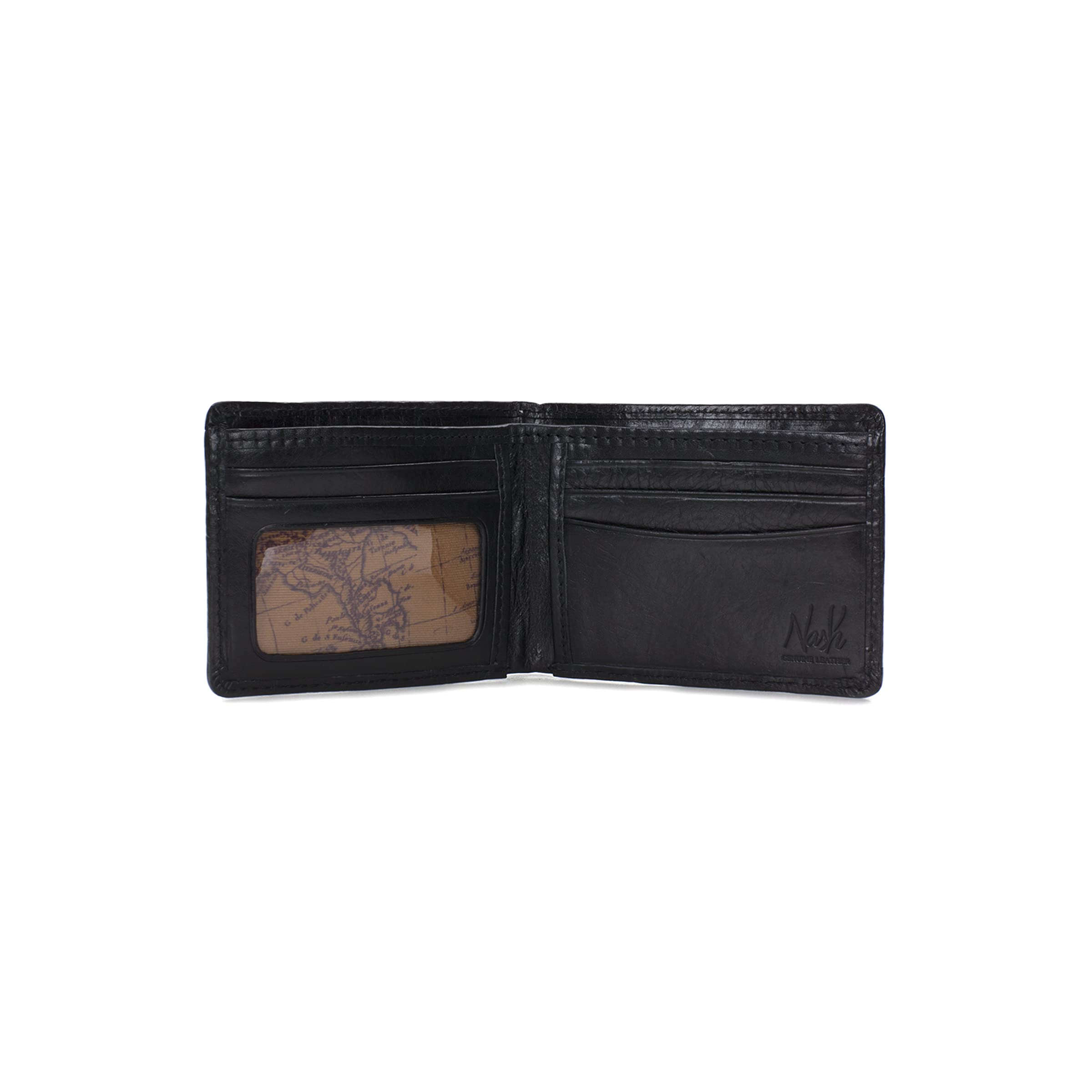 Patricia Nash Genuine Leather Double Billfold Wallet for Men - Slim Bifold RFID Blocking Wallet with Multiple Card Slots & ID Window - Perfect for Everyday Use, Travel & Business (Black)