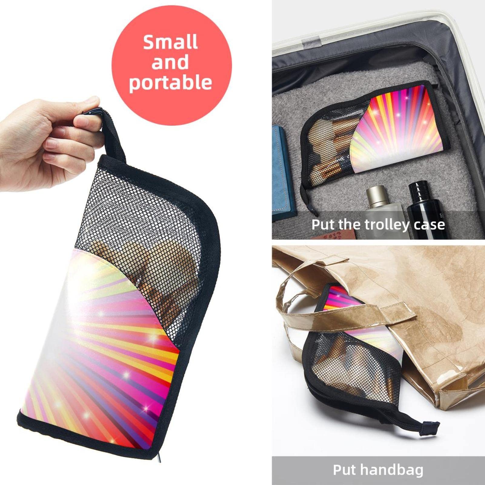 12-Piece Makeup Brush Organizer Bag with Colorful Stripes & Light - Portable Travel Cosmetic Brush Holder Set for Professional Artists & Beginners (Perfect for Home, Travel & Salon Use)