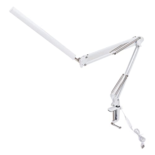 Foldable LED Swing Arm Desk Lamp with USB & Clamp - 3500-6000K Adjustable Light for Students, Office & Home Study (White) - Perfect for Reading, Writing & Computer Work