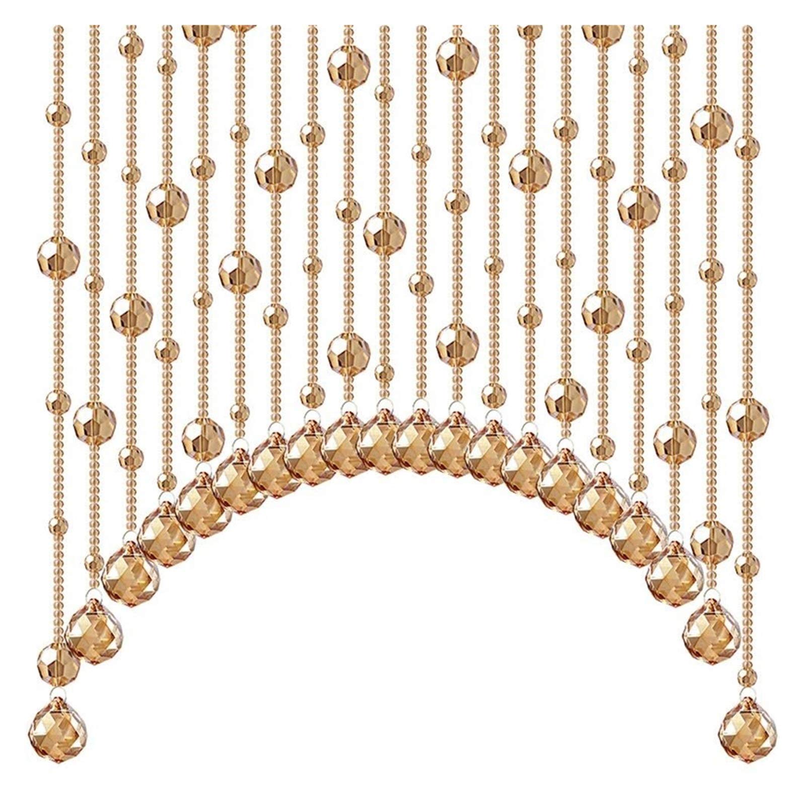 Crystal Beaded Door Curtain - Arched Bead Partition with Tassels for Living Room, Dining Room & Hallway | Home Decor, Feng Shui & Room Divider
