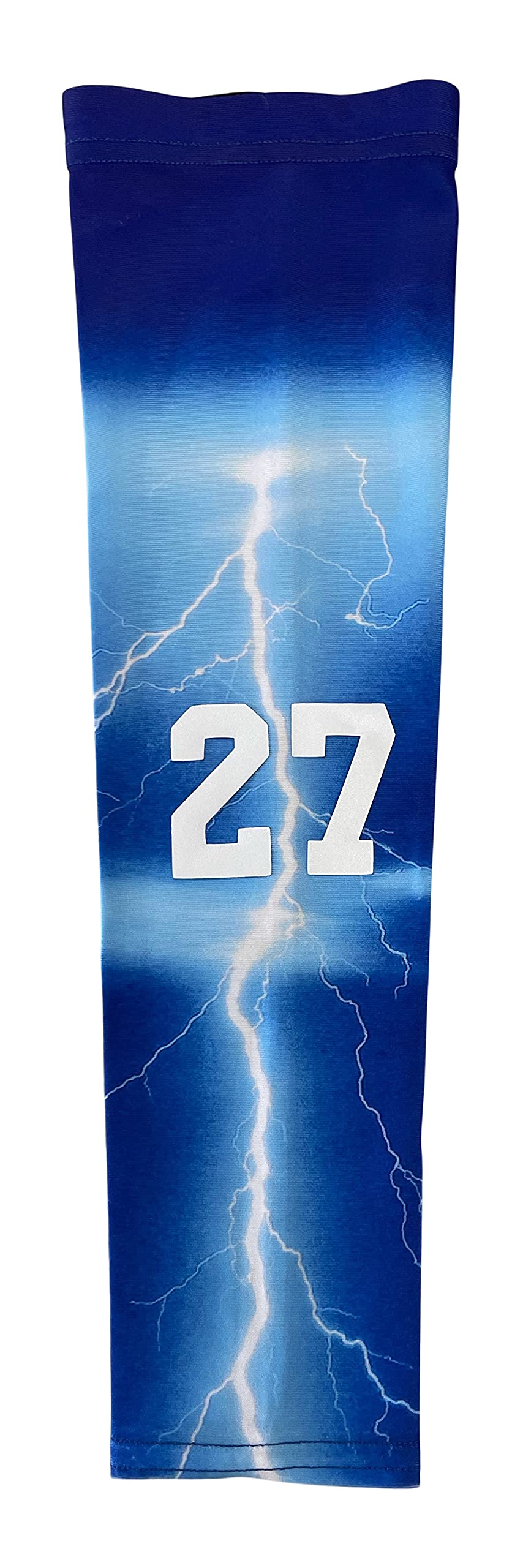 Custom Pick Your Number or Letters Moisture-Wicking Sports Compression Arm Sleeves with Thunder/Lightning Storm Design - Perfect for Basketball, Running, Cycling & Outdoor Workouts