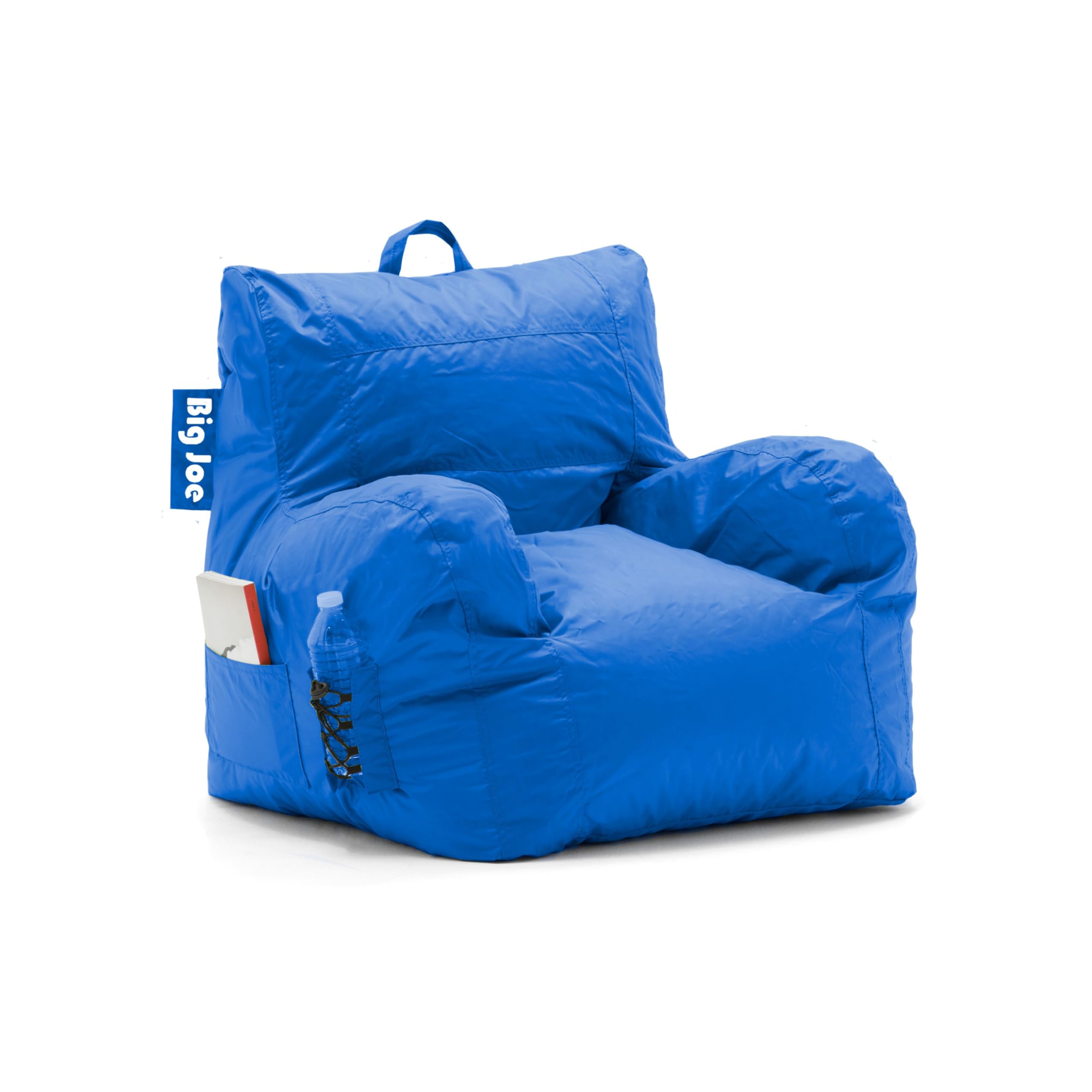 Big Joe Dorm Bean Bag Chair with Drink Holder & Storage Pocket - Sapphire Blue Smartmax Fabric - 3ft Durable Polyester Nylon Blend for College Dorm, Bedroom, Game Room & Lounge Relaxation