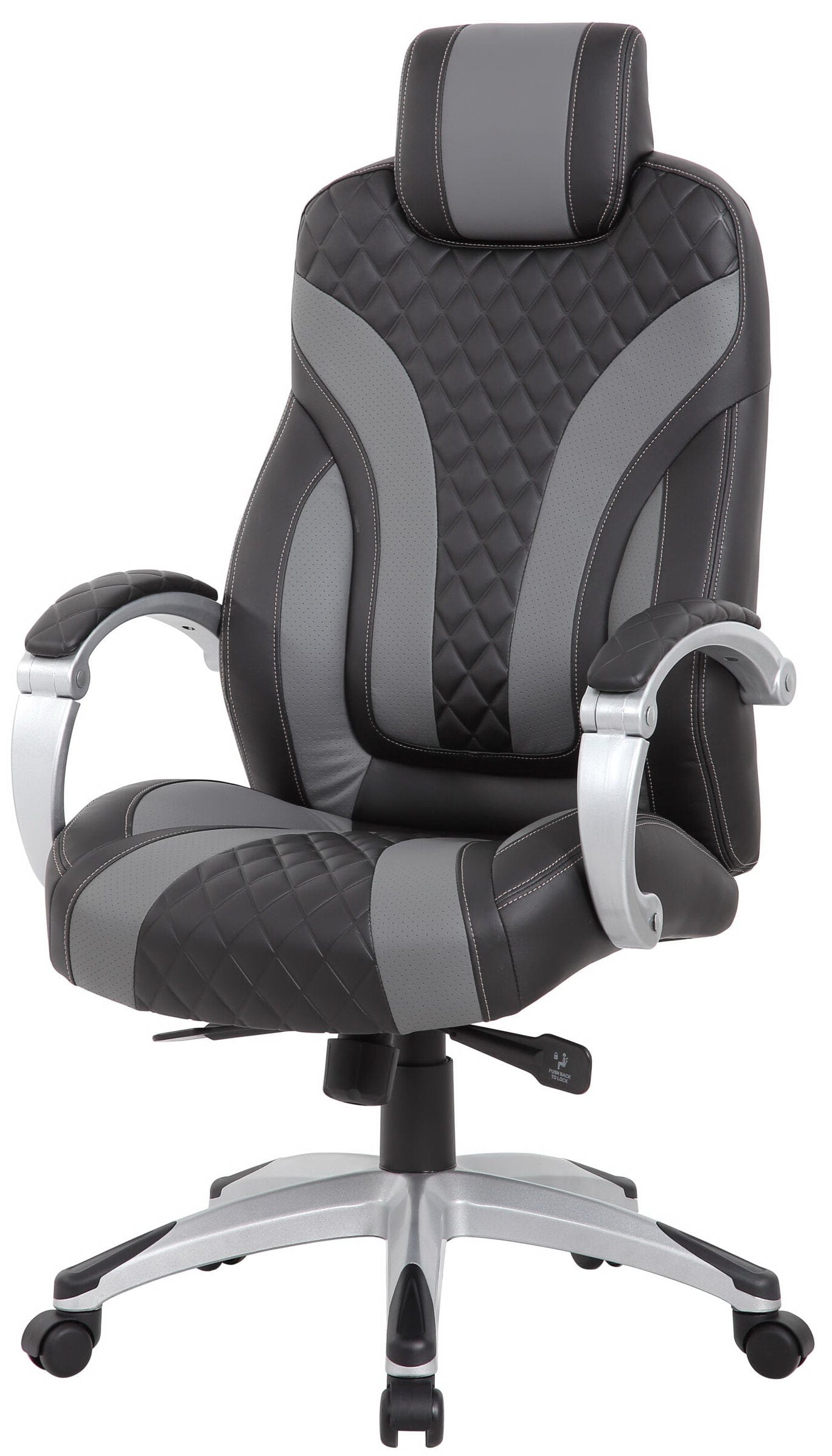 Premium Boss Executive Hinged Arm Chair - Black Leather Office Chair [B8871 BK] for Home Office, Conference Room & Executive Suites