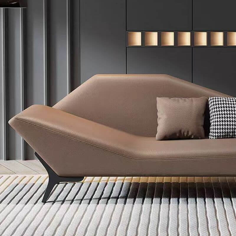 Premium Genuine Leather Chaise Lounge Chair - Gray/Chestnut/Beige - Right/Left Facing - Living Room Furniture for Relaxation & Home Decor