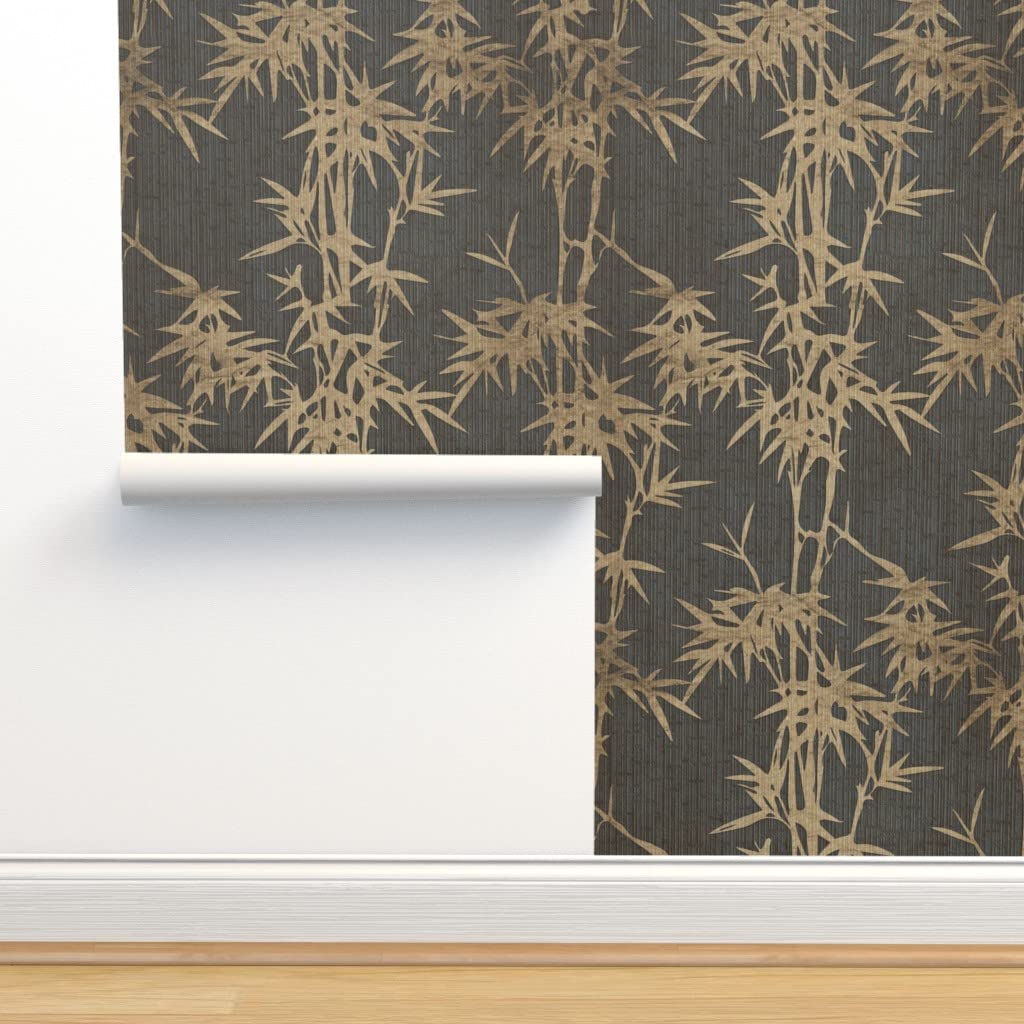 Golden Bamboo Leaves Peel & Stick Wallpaper - 3ft x 2ft Removable Self-Adhesive Wallpaper, Asian Inspired Faux Gold Leaf Design for Home Decor | Perfect for Bedroom, Living Room & Office Accent Walls