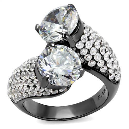 Stainless Steel CZ Ring for Men - Gun Black Design for Gifts