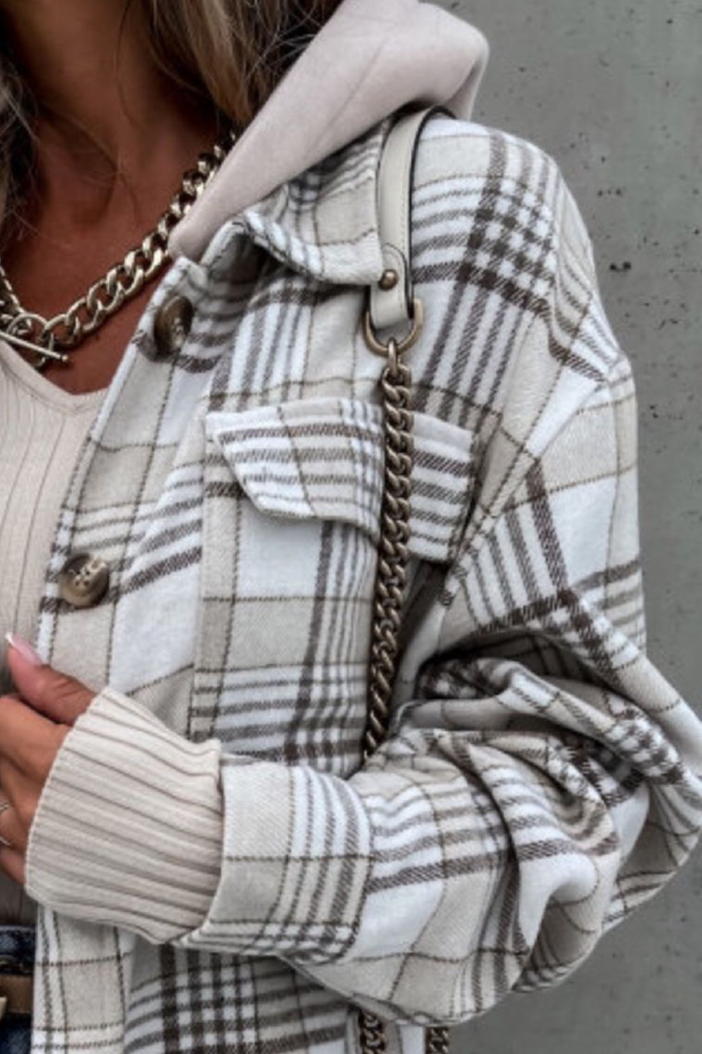 Stylish Plaid Button-Up Jacket with Detachable Hood - Perfect for Outdoor Adventures & Casual Wear